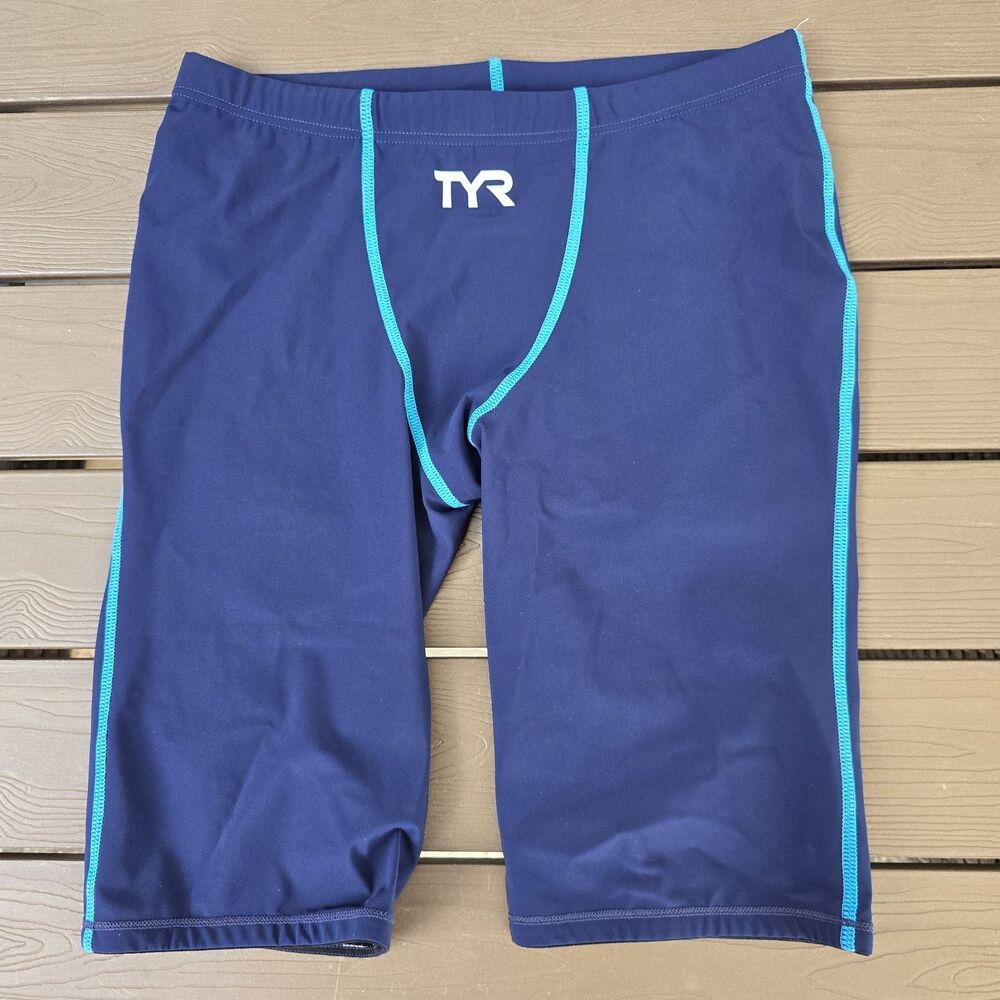 TYR Thresher Techsuit Short Jammer Blue/Turquoise Size 34 New No Tags